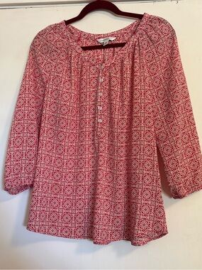 croft & barrow Red Printed Peasant Blouse